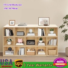3 Tiers 15-Compartment Bookcase  Large Capacity 15 Cubes Storage Display Shelf picture