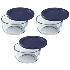 Pyrex Simply Store 7200 Glass Food Storage Bowls w/ 7200-PC Blue Lid Covers picture