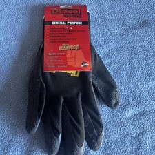 12 Pair Diesel Black Safety Gloves Latex Coated Grip   picture