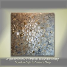 ORIGINAL Minimalist Large Abstract painting Neutral Beige Gray Squares Geometric picture