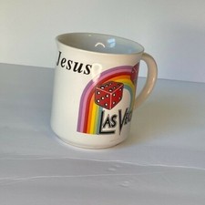 Vintage Las Vegas Jesus Rainbow Dice 12 oz Mug Christian Gambling picture
