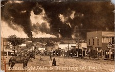 Mint Drumright OK USA RPPC Real Picture Postcard Burning Oil Field picture