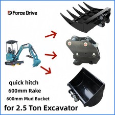 600mm Rake & Mud Bucket quick hitch for 2.5‑Ton Mini Excavator 30mm Pin Diameter picture