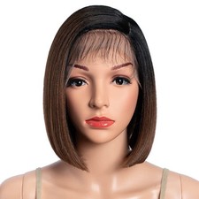 Asymmetrical Bob Lace Front Wig  Short Side Part Synthetic Heat Resistant picture