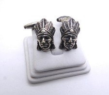 WEH Signed Walter E Hayward Indian Chief Cufflinks Sterling Silver picture