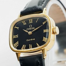 Vintage 1975 *NEAR MINT* OMEGA Geneve Cal.625 MT Gold x Black Roman 24mm Women's picture