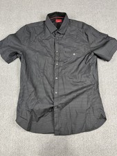 Alfani Mens Black Striped Slim Fit Short Sleeve Button-Up Shirt M picture