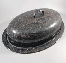 LID FOR Savory Jr Black Speckled Enamelware Roasting Pan REPLACEMENT PRE-OWNED  picture
