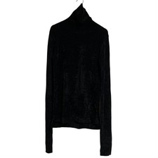 24AW UN3D. Velour Turtle Knit Top, Size 38, Black, Women USED picture