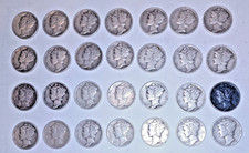 Lot of 28 Mercury Silver Dimes 1943 1944 1945 P D S Junk 90% Coin Estate Hoard picture