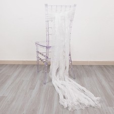 5 WHITE Sheer Crinkled Organza CHAIR SASHES Party Events Home Decorations picture