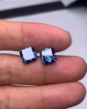2PC 2.Ct Natural Asscher Cut Blue Color Diamond CERTIFIED D Grade VVS1+1 MG32 picture