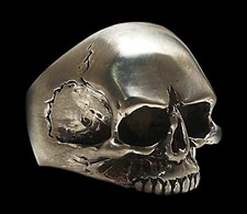 Skull Ring, Sterling Silver Keith Richards skull ring, (Solid inside), Brushed picture