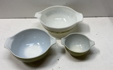 Pyrex Meadow Cinderella Nesting Bowls Set 3 Piece Vintage White Green Floral picture