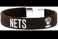 Aminco NBA Brooklyn Nets Ribbon Band Bracelet, Team Color New picture