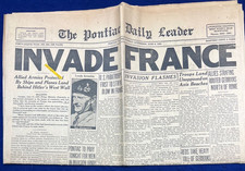 Original June 6 1944 D-Day Newspaper Headline Pontiac Illinois Gen Montgomery picture