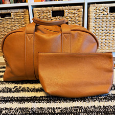 Divina Ferenzi Italian Leather Duffle Weekender Bag and Pouch picture
