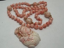 Vintage Angelskin Coral Necklace with Pendant picture