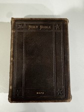 Antique 1888 Holy Bible KJV American Bible Society Centennial Edition Leather picture
