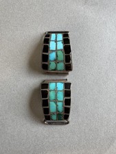 Old Pawn Zuni Sterling  Sterling Turquoise , Jet Watch Bands picture