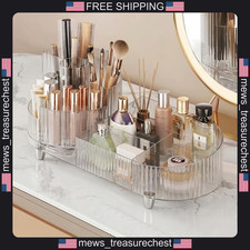 Makeup Organizer Rotating Acrylic Countertop Storage with Open Compartments picture