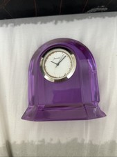 Amethyst Clock Baccarat Crystal France Needs Battery Has Chip Stamped picture