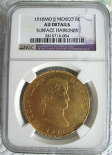 1818-Mo JJ Mexico Gold 8 Escudos NGC AU-Details  picture