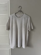 VTG Thrashed Burn Out Grunge Boxy  White Blank T-Shirt L picture