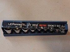 Vintage Penncraft 3705 9pc Metric Socket Set w/ Original Holder 6 pt  3/8 Drive picture
