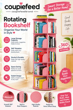 Pink 5-Tier Rotating Bookshelf Tower - 360° Spinning Bookcase Organizer picture