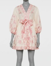 Zimmermann Womens Pink Linen Lucky Mini Dress Petite Size 0P G2U picture