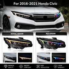 Pair Sequential LED Headlights For 2016-21 Honda Civic Sedan/Coupe/Hatchback picture