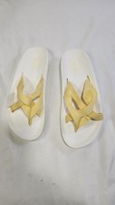Island Slipper Yellow Fabric Crossover Webbing Strap Slides picture