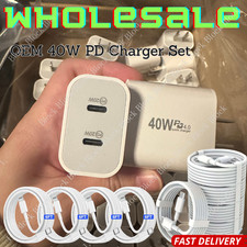 40W PD USB C Fast Charger Cube Type C Cable For iPhone 17 16 15 14 13 12 11 Lot picture