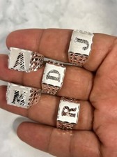 Mens Initial Solid Sterling 925 Genuine Silver Letter Alphabet Ring Mens Silver picture