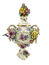Antique Von Schierholz Porcelain Lidded Urn Dresden Cherub Cabinet Vase 1907 picture