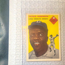 Topps 1954 Topps #10 Jackie Robinson White Back Brooklyn Dodgers MLB licensed RP picture