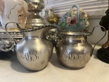 Early Antique Wallace Sterling Silver Sugar and Creamer 143.5 Grams Not Weighted picture