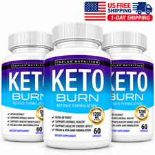 3 PACK TOPLUX Keto Burn 1200mg Ultra Ketones Healthy Energy 60 Capsules picture