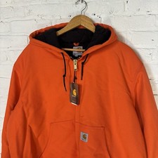 Vintage Carhartt Jacket Mens Large J140 BLZ Quilt Lined Blaze Orange USA w/ Tags picture