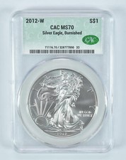 2012-W Burnished Silver Eagle MS70 CAC CACg picture