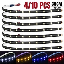 4/10PCS 30CM Red LED Strip Lights 12V Car Interior Ambient Lighting DRL Daytime picture