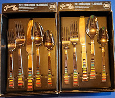 Fiesta Celebration Flatware 20pc Stainless Steel Set Of 4 x2 Multicolor Inlays picture