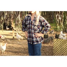1980s Sears Kings Road Wool Padded Flannel Shirt Jacket Blue Plaid Mens L picture