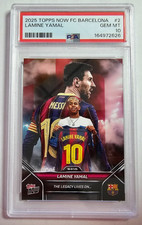 2025-2026 Topps Now FC Barcelona #2 Lamine Yamal Lionel Messi Graded PSA 10 Gem picture