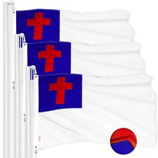 G128 3 Pack: Christian Flag 4x6 Ft Embroidered 300D Polyester picture