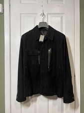 BNWT Tom Ford Black Lambskin Suede Leather Field Jacket Size 48IT picture