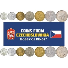 Czechoslovakia | 7 Coin Set | 5 10 20 50 Hellers 1 2 5 Korun | 1972 - 1990 picture