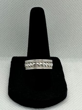 Vintage Sterling Silver 925 Braided Rope Milgrain Band Ring Sz 8 Thai picture
