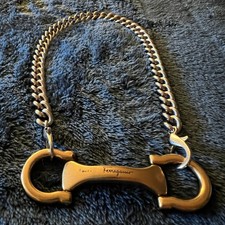 Custom Two-tone Vintage Ferragamo Necklace Brass Horsebit Choker Upcycled 15.75” picture